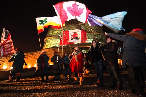 The Festival du Voyageur kicked off its annual event with a torch light walk that started at the CMHR and went through the St. Boniface Cathedral ruins before heading to Fort Gibraltor Friday night.  Feb 13, 2015 Ruth Bonneville / Winnipeg Free Press