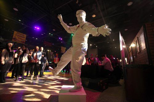 Performance artist Clark Clark entertains guests attending the 10th annual Mardi Gras Friday night at the RBC Convention Centre.  Feb 13, 2015 Ruth Bonneville / Winnipeg Free Press