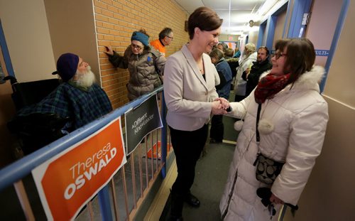 Theresa Oswald at an NDP delegate selection meeting at the Robert A. Steen Community Centre in Wolseley, Sunday, February 15, 2015. (TREVOR HAGAN/WINNIPEG FREE PRESS)