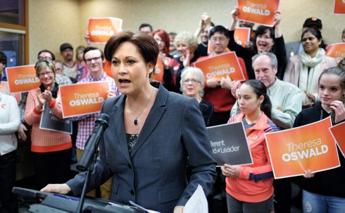 Theresa Oswald presented her plans to win the next provincial election and give NDP members a stronger role in the party during a media conference at CanadInn Polo Park Monday.  150216 February 16, 2015 Mike Deal / Winnipeg Free Press