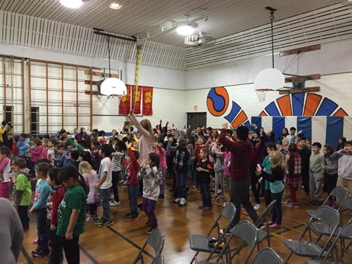 Canstar Community News Feb. 10, 2015 - Students and staff at Hampstead School enjoy a flashmob dance party to get a day of I Love to Read events going. (SHELDON BIRNIE/CANSTAR COMMUNITY NEWS/HERALD)