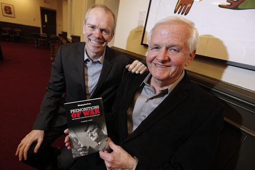 February 17, 2015 - 150217  -  University of Winnipeg history professor Robert Young and Winnipeg Free Press publisher Bob Cox are photographed at the launch of Young's book Premonitions of War: The Winnipeg Free Press And The Hitler Years  Tuesday, February 17, 2015. John Woods / Winnipeg Free Press