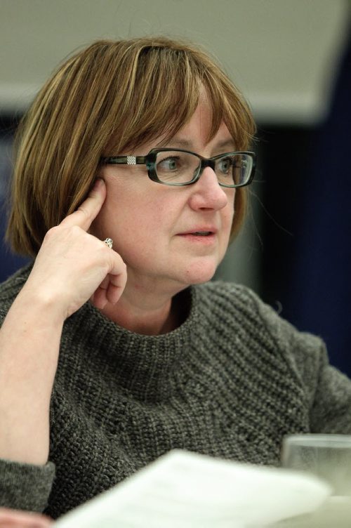 Kathy Knight, Board Vice-Chair, talks during a meeting of the Board of Governors of Red River College Wednesday evening.  150218 February 18, 2015 Mike Deal / Winnipeg Free Press