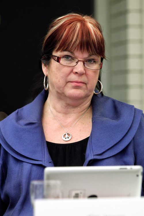 Kim Jasper Chief Advancement Officer during a meeting of the Board of Governors of Red River College Wednesday evening.   150218 February 18, 2015 Mike Deal / Winnipeg Free Press