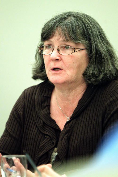 Maura Leahy, A-VP Finance and Administration during a meeting of the Board of Governors of Red River College Wednesday evening.     150218 February 18, 2015 Mike Deal / Winnipeg Free Press