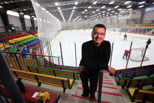 Glen Cochrane, general manager of CP Construction in Peguis  whose company oversaw the construction of the geothermal powered arena.   Feature story on how sustainable energy sources like  geothermal and solar are being implemented on First Nation reserves like Peguis and Fisher River and its positive impact on the people and our province.   See Alex Paul story.   Feb 17, 2015 Ruth Bonneville / Winnipeg Free Press