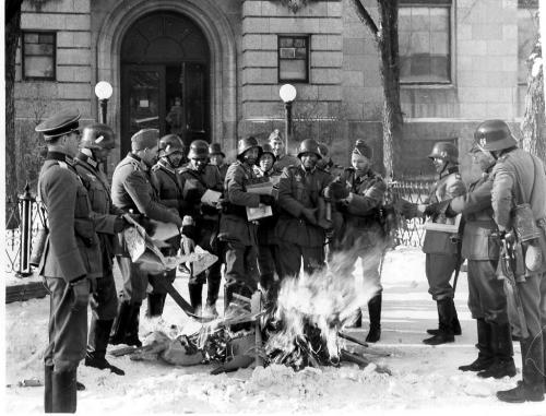 Winnipeg Free Press Archives
If day -  Feb 20, 1942
Nazi troops burn books  during mock invasion.  Feb 20/42