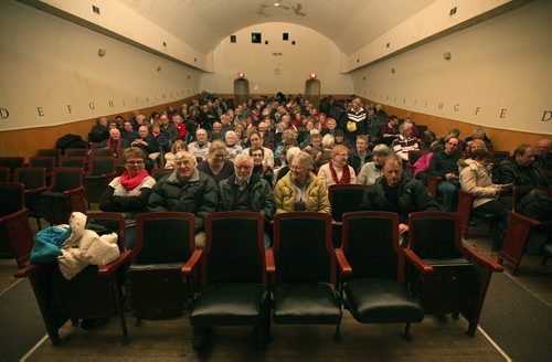 Crystal City residents fill at the ParkLane Theatre for the evening performance of Armstrong's War in Crystal City Thursday. The community sold 178 or the 180 tickets printed for the performance. See Kevin Prokosh story. February 19, 2015 - (Phil Hossack / Winnipeg Free Press)