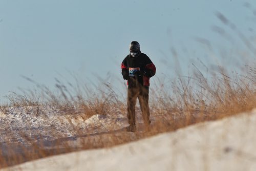 Runners brave temperatures that started around -32C at FortWhyte Alive to take part I the Hypothermic Half Marathon early Sunday morning.  150222 February 22, 2015 Mike Deal / Winnipeg Free Press