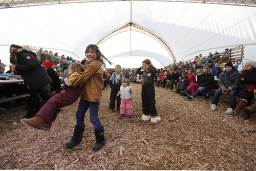 February 22, 2015 - 150222  -  Children dance during the closing ceremony on the last day of the Festival Du Voyageur Sunday, February 22, 2015. John Woods / Winnipeg Free Press