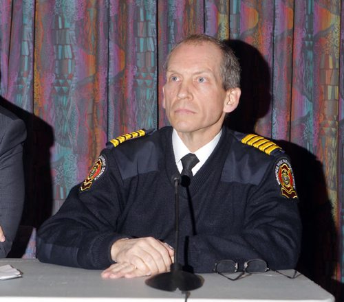 LOCAL - TRAFFIC REPORT RE FIRE HALL -  Fire and Paramedic Chief John Lane in the press conference on the 2nd floor conference room at the City Administration building. BORIS MINKEVICH/WINNIPEG FREE PRESS FEB. 24, 2015