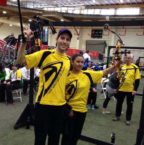 Canstar Community News Feb. 18, 2015 - Keenan Brown, of North Kildonan, and Bryanne Lameg captured Manitoba's second gold medal at the 2015 Canada Winter Games in Prince George, B.C. in mixed team archery. (SUPPLIED)