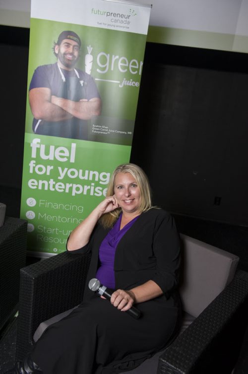 DAVID LIPNOWSKI / WINNIPEG FREE PRESS (February 25, 2015)  Joelle Foster runs Futurepreneur Canada. The organization hosted a round table discussion Wednesday at the Metropolitan Entertainment Centre to help figure out how young entrepreneurs can grow their business.