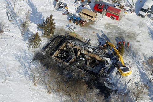 NEWS - Aerial photos from near Kane, MB where overnight house fire was. BORIS MINKEVICH / WINNIPEG FREE PRESS  Febuary 25, 2014 150225