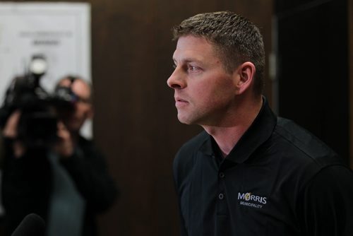 House Fire in Kane in vicinity of Morris Manitoba. Fire Bernard Schellenberg, talks to reporters about the house fire that took the lives of four children at press conference in Morris Wednesday afternoon.   Feb 25, 2015 Ruth Bonneville / Winnipeg Free Press