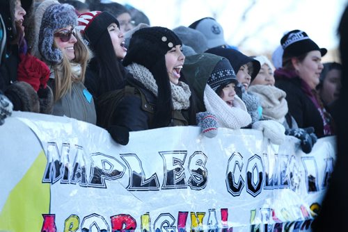 LOCAL - student march against racism Thursday, Feb. 26.  Hundreds of high school students and others rally at the  legislature after walking throughout downtown to walk in solidarity against racism in Winnipeg Thursday morning.   Ruth Bonneville / Winnipeg Free Press.