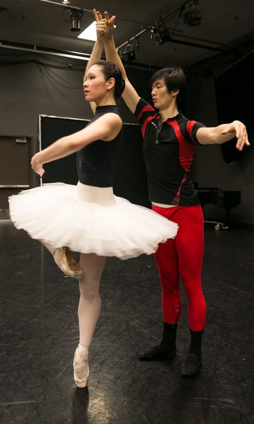 Xing partners soloist Sophia Lee while rehearsing the pas de deux from Swan Lake.  150220 - Friday, February 20, 2015 - (Melissa Tait / Winnipeg Free Press)