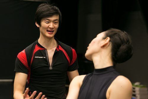 Xing laughs with soloist Sophia Lee while rehearsing the pas de deux from Swan Lake.  150220 - Friday, February 20, 2015 - (Melissa Tait / Winnipeg Free Press)