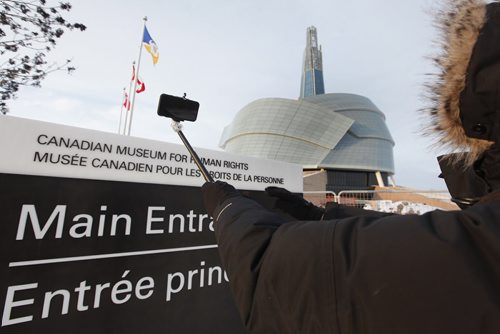 March 3, 2015 - 150303  -  The Canadian Museum of Human Rights has banned the use of selfie sticks inside the museum. Photographed Monday, March 3, 2015. John Woods / Winnipeg Free Press