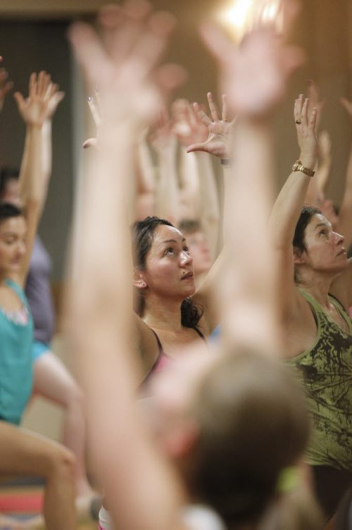 March 2, 2015 - 150302  -  Jenn Lamoureux instructs a hot yoga class at Moksha Yoga Monday, March 2, 2015. John Woods / Winnipeg Free Press