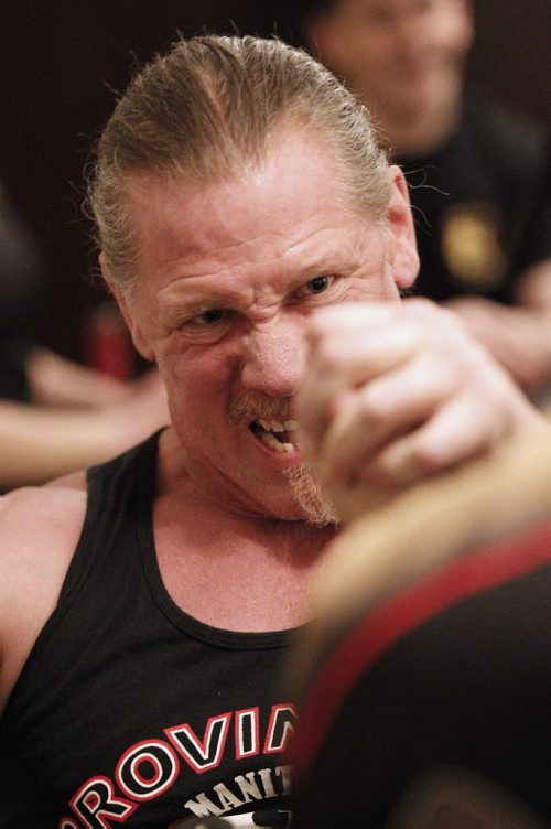 February 4, 2015 - 150204  -  Brent Wiebe pulls while at a Manitoba Arm Wrestling Association practise Wednesday, February 4, 2015. John Woods / Winnipeg Free Press