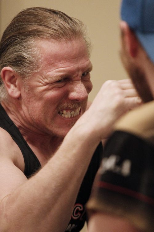 February 4, 2015 - 150204  -  Brent Wiebe pulls while at a Manitoba Arm Wrestling Association practise Wednesday, February 4, 2015. John Woods / Winnipeg Free Press