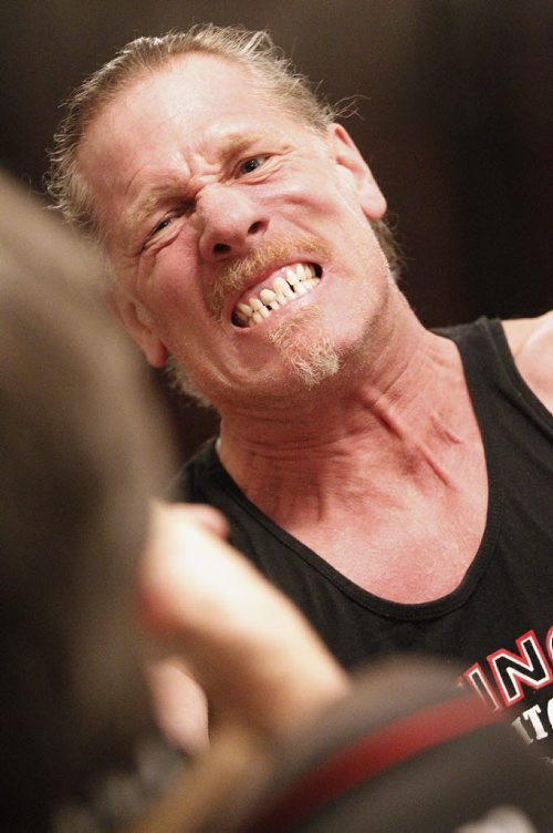 February 4, 2015 - 150204  -  Brent Wiebe pulls while at a Manitoba Arm Wrestling Association practise Wednesday, February 4, 2015. John Woods / Winnipeg Free Press