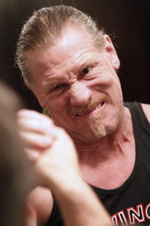 February 4, 2015 - 150204  -  Brent Wiebe pulls while at a Manitoba Arm Wrestling Association practise Wednesday, February 4, 2015. John Woods / Winnipeg Free Press