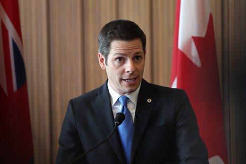 Winnipeg Mayor Brian Bowman talks to the press after unveiling the new City Budget for 2015 at City Hall Tuesday afternoon.  Tuesday,  March 03, 2015 Ruth Bonneville / Winnipeg Free Press.