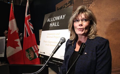 MP Shelly Glover, Canadian Heritage Minister, during the $5.3M funding announcement for the expansion of Alloway Hall at the Manitoba Museum. The funding comes from both the federal and provincial governments as well as The Winnipeg Foundation.  150304 March 04, 2015 Mike Deal / Winnipeg Free Press