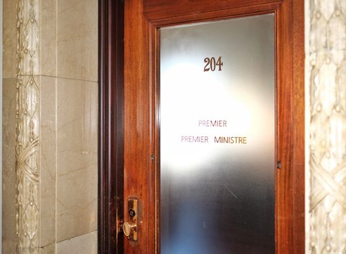 Who will be the next Premier of Manitoba? The door of the Premier's office Thursday morning in the Manitoba Legislative Building.   150305 March 05, 2015 Mike Deal / Winnipeg Free Press