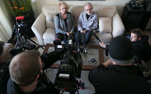 Wilma and Cliff Derksen, parents of Candace Derksen, Winnipeg teen killed 30 years ago, spoke to media at their home Thursday morning after the Supreme Court ordered a retrial for Mark Edward Grant, the man convicted of killing their daughter.  150305 - Thursday, March 05, 2015 - (Melissa Tait / Winnipeg Free Press)