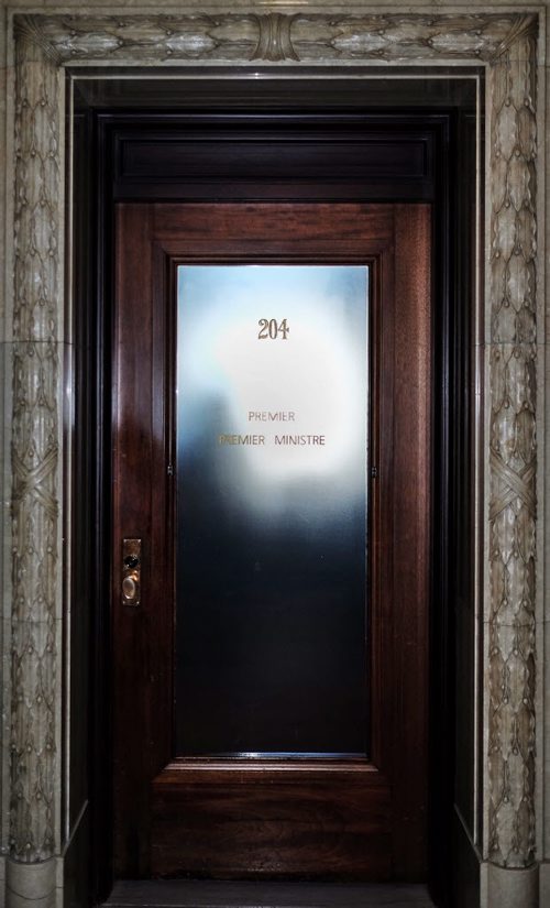 Who will be the next Premier of Manitoba? The door of the Premier's office Thursday morning in the Manitoba Legislative Building.   150305 March 05, 2015 Mike Deal / Winnipeg Free Press