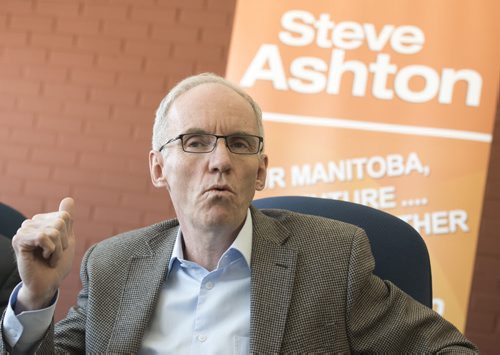 150305 Winnipeg - DAVID LIPNOWSKI / WINNIPEG FREE PRESS  Steve Ashton revealed the campaign strategy for this weekend's convention, introduced key support within the campaign, and displayed a new campaign video Thursday March 5, 2015 at his campaign headquarters.