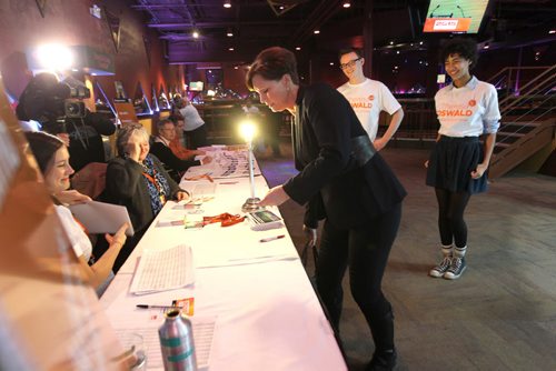 NDP candidate Theresa Oswald fills out the necessary paperwork  at Canad Inns Friday afternoon where  NDP convention is being held this weekend to select a leader. Friday,  March 06, 2015 Ruth Bonneville / Winnipeg Free Press.