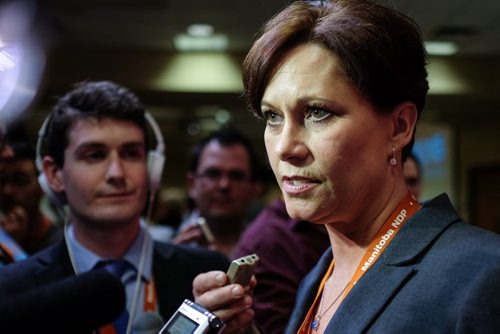 Theresa Oswald speaks after losing her bid to be the leader of the provincial NDP on sunday at the NDP Convention at Canad Inns Polo Park. 150308 - Sunday, March 08, 2015 -  (MIKE DEAL / WINNIPEG FREE PRESS)