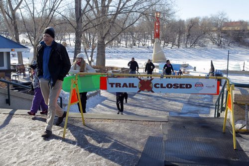 The Red River skating trail is now closed. This photo taken at The Forks. BORIS MINKEVICH/WINNIPEG FREE PRESS MARCH 9, 2015