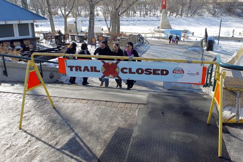 The Red River skating trail is now closed. This photo taken at The Forks. BORIS MINKEVICH/WINNIPEG FREE PRESS MARCH 9, 2015