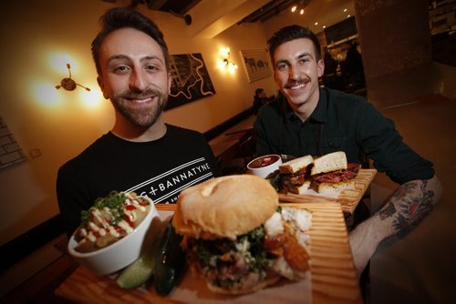 March 10, 2015 - 150310  -  King + Bannatyne owner Mike Del Buono and chef Tyrone Welchinski photographed in their sandwich shop Tuesday, March 10, 2015. John Woods / Winnipeg Free Press