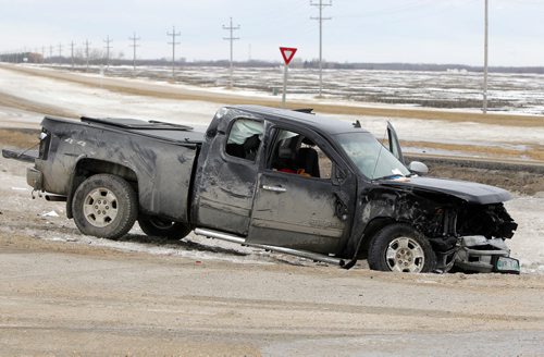 NEWS -  MVC on Highway 59 north of Winnipeg. The accident between a SUV and a pickup truck happened shortly after 8am. Selkirk RCMP and Traffic investigation unit attended the scene. Southbound lanes were closed for part of the morning. Location was at PR 509 / CIL Road. Extrication was used. Stars air ambulance was called in but later cancelled due to time estimated to fly back to the airport and then transported to hospital. Ground ambulance was used. BORIS MINKEVICH/WINNIPEG FREE PRESS MARCH 11, 2015