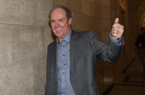 Finance minister Greg Dewar before he enters NDP Caucus room Manitoba Legislature Wednesday .-  See Larry Kusch  story - Mar 11, 2015   (JOE BRYKSA / WINNIPEG FREE PRESS)