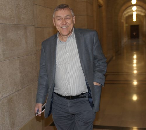 MLA Jim Maloway  Elmwood before he  enters NDP Caucus room Manitoba Legislature Wednesday .-  See Larry Kusch  story - Mar 11, 2015   (JOE BRYKSA / WINNIPEG FREE PRESS)