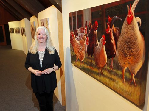 FAITH - Local artist Lynda Toews portrays farm animals as part of sacred relationship @ Mennonite Heritage Centre Gallery, 600 Shaftesbury. BORIS MINKEVICH/WINNIPEG FREE PRESS MARCH 12, 2015