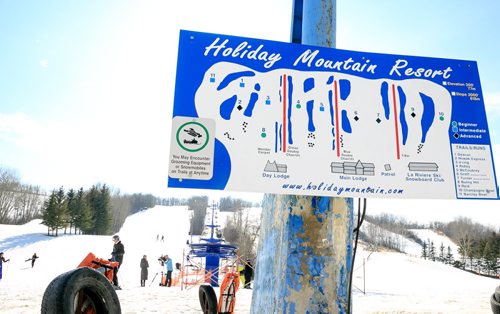 Holiday Mountain ski hill. Kelsey Brewster, 13, died Thursday, one week after crashing into the snow fence along the side of an expert run - number 7 on the map - while on a school ski trip March 5. (Melissa Tait / Winnipeg Free Press)