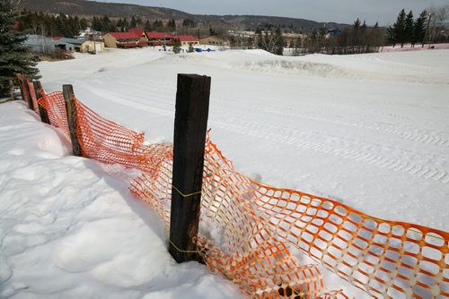 The snow fence looking on to the back diamond run 7, Turner, on Holiday Mountain ski hill where Kelsey Brewster, 13, crashed while on a school ski trip March 5. She died in hospital March 12. 150312 - Thursday, March 12, 2015 - (Melissa Tait / Winnipeg Free Press)