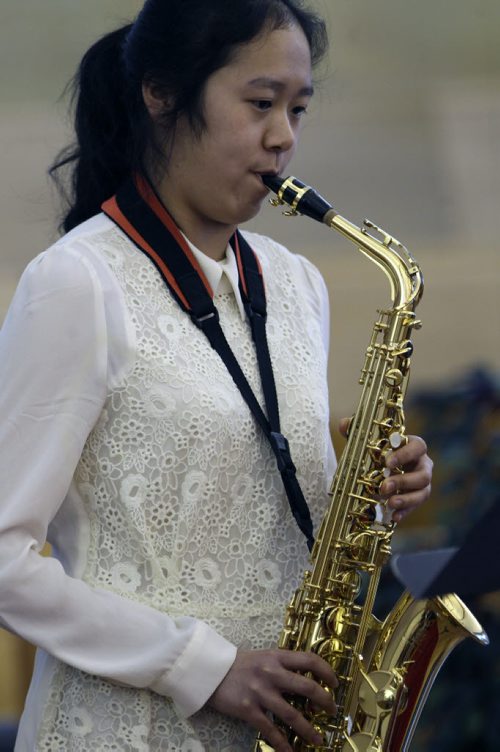 Ying Ni He plays the saxophone in Class 5770 Grades 9-10 competing in the Winnipeg Music Festival at Fort Garry united Church on Point Road- Standup Photo- Mar 13, 2015   (JOE BRYKSA / WINNIPEG FREE PRESS)