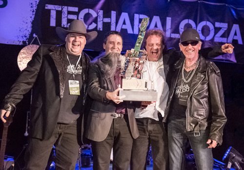 The fourth annual Techapalooza was held at the Fort Garry Hotels grand ballroom on Feb. 27. The information technology industry came together for a battle of the bands that raised $75,000. The event has so far raised more than $200,000 for the CancerCare Manitoba Foundation. Techs on Instrument won the Fan Favourite award for their tribute to ZZ Top. Pictured, from left, are Carl Strempler (Price Industries), Brian Harder (MTS), Karl Rahnefeld and Hal Ryckman. (PHOTO BY MARNIE BARNES)