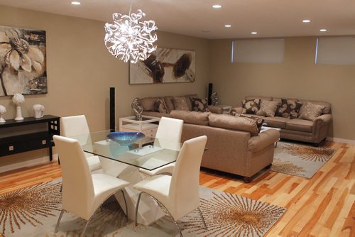 RESALE HOMES - 35 Fox Run Place in McBeth Landing. Basement main area. Gaming area and tv couches. BORIS MINKEVICH/WINNIPEG FREE PRESS MARCH 17, 2015