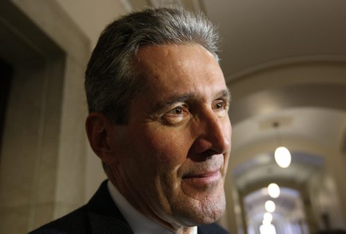 Leader PC Party of Manitoba Brian Pallister comments on the headlines of the day today at the Manitoba Legislature-See Bruce Owen story- Mar 19, 2015   (JOE BRYKSA / WINNIPEG FREE PRESS)