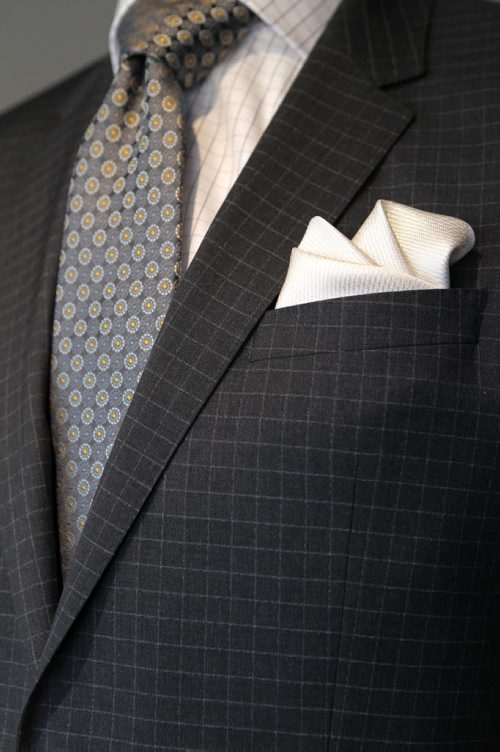 49.8 Threads,  Vittorio Rossi Clothiers, 1730 Corydon Ave. Manager Manfred Lang. Spring trends, checked suit with neat patterned tie and sharp pocket square. See Kelly Taylor's column. Ruth Bonneville / Winnipeg Free Press March 18, 2015